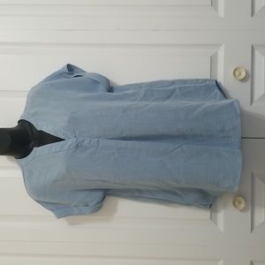 EUC RACHEL Rachel Roy Sz Med Light Blue Rayon Blend Short Slee